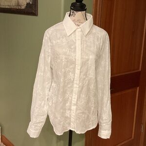 White Floral Women's Blouse NWT, Size L